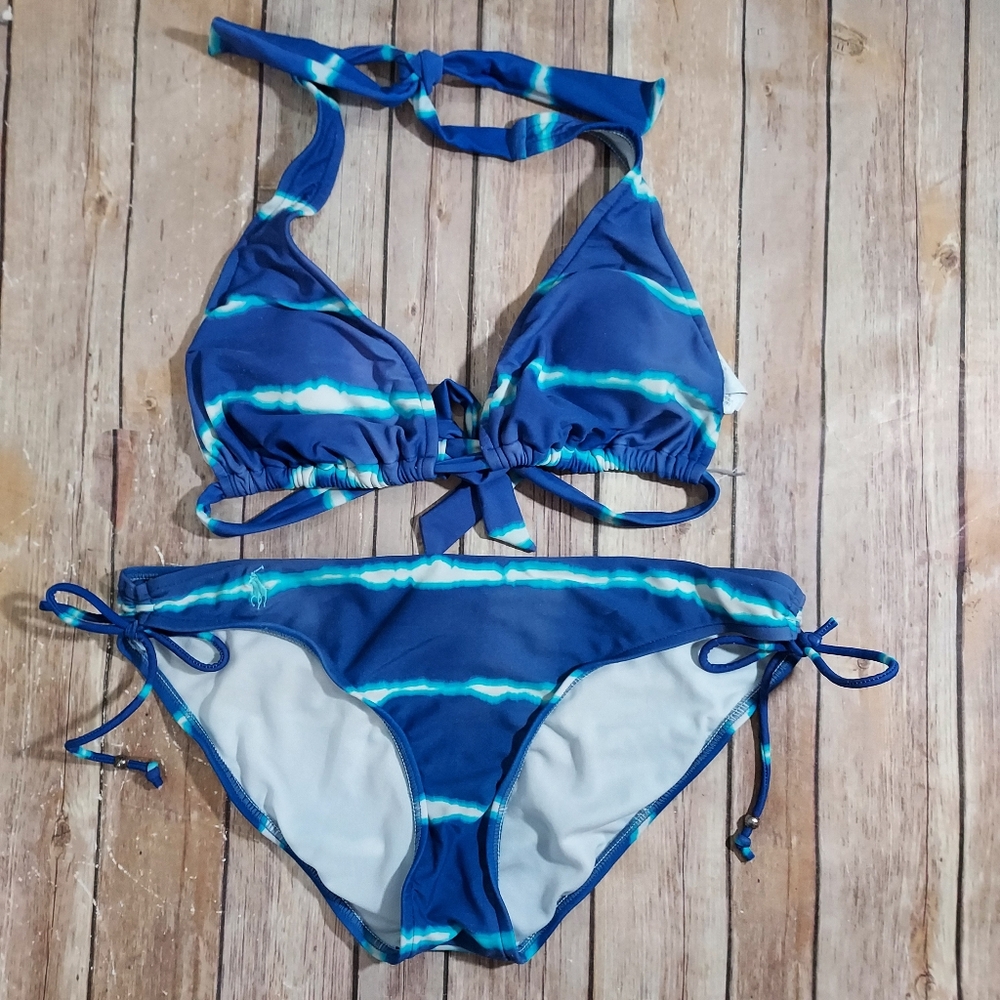 Ralph Lauren blue tie dye bikini S top, Med bottom - Picture 16 of 16